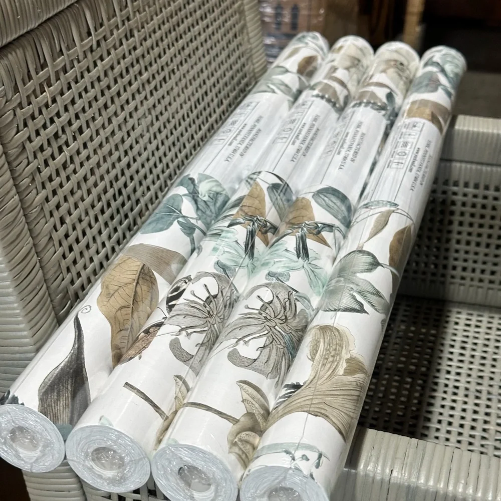 NEW York Wallcoverings Butterfly House Wallpaper-White/Neutrals/Blue